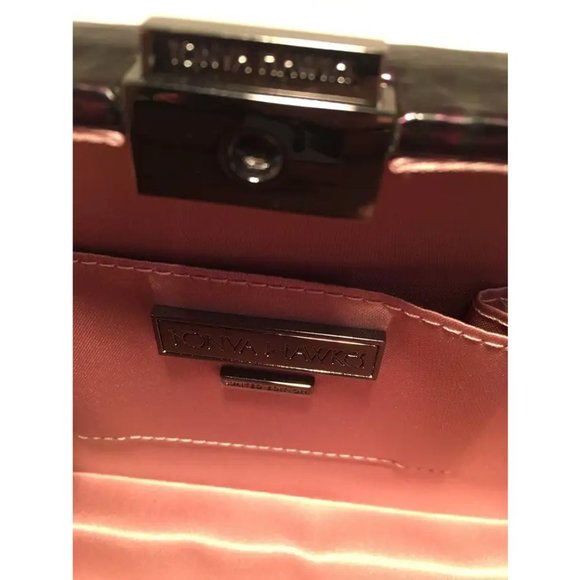 Tonya Hawkes Purple Metallic Embossed and Laser Cut Leather Clutch - Picture 7 of 8